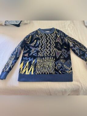 Zara Men's Retro Geometric Patchwork Sweater